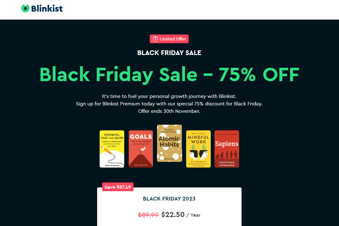 Blinkist Black Friday Discount – 75% OFF