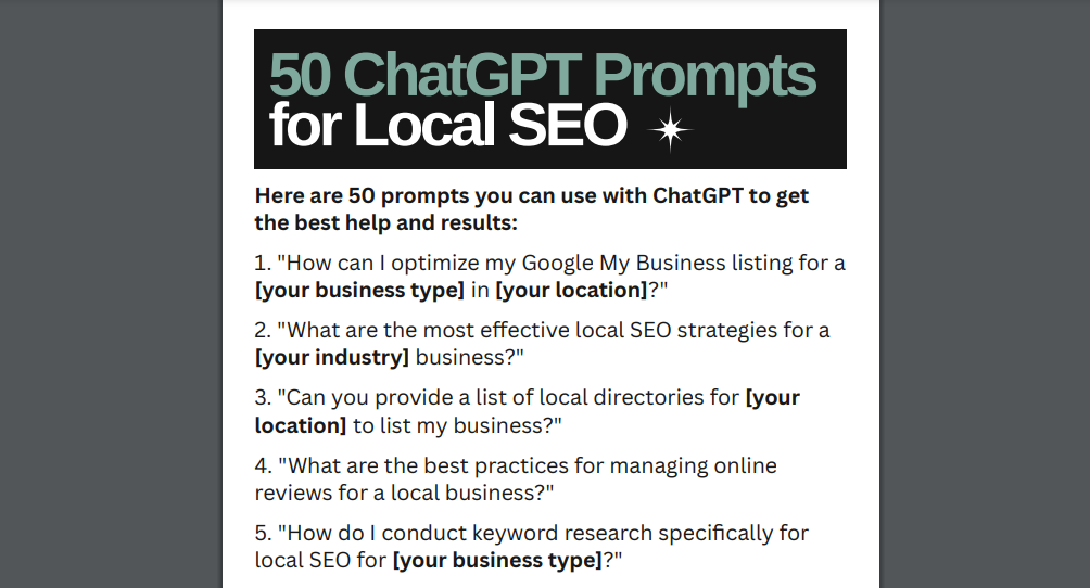 50 ChatGPT Prompts for Local SEO (Cheat Sheet PDF)