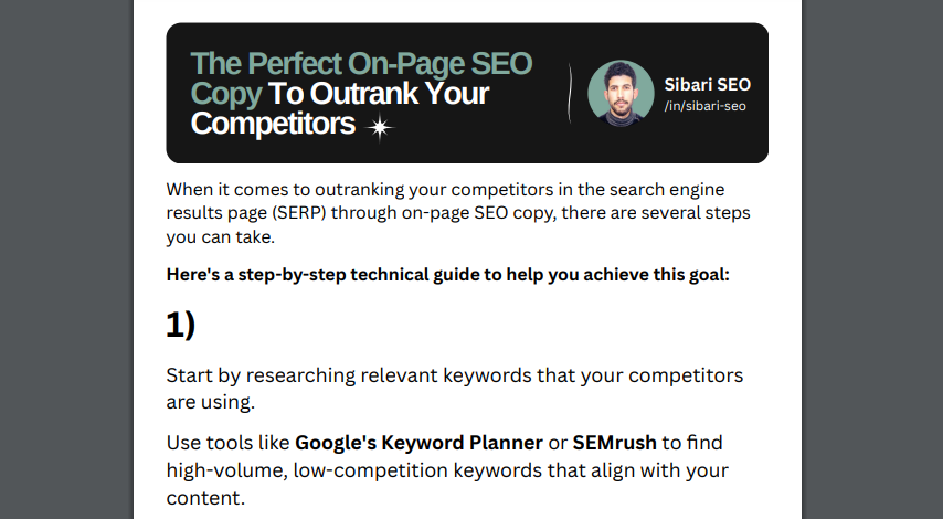 7 On-Page SEO Copy Steps to Outrank your Competitors
