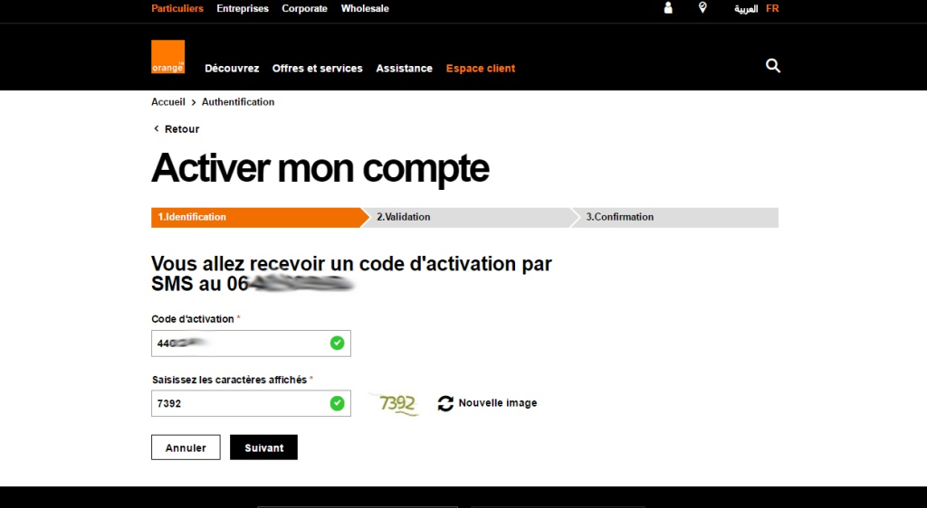 validation signup orange