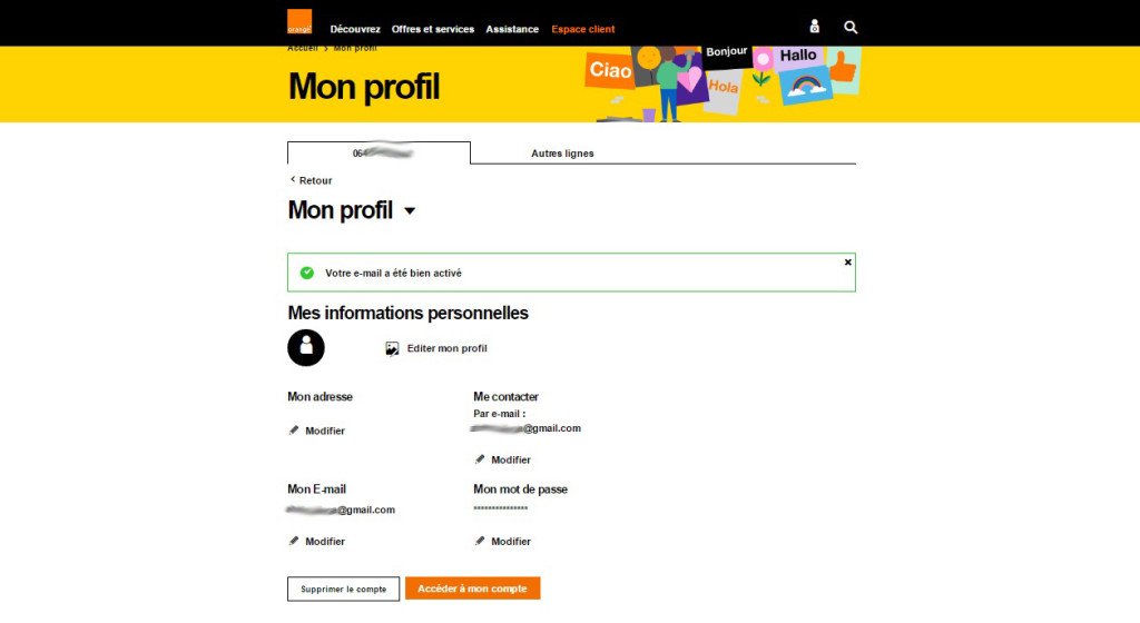Mon profil : signup orange