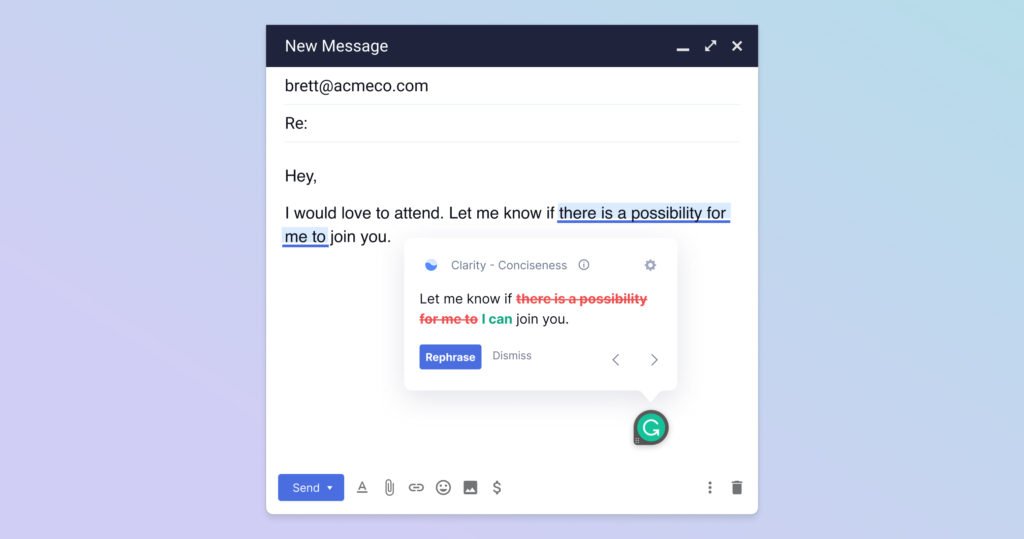 check email grammar and proofread with Grammarly - best email samples for meeting requests