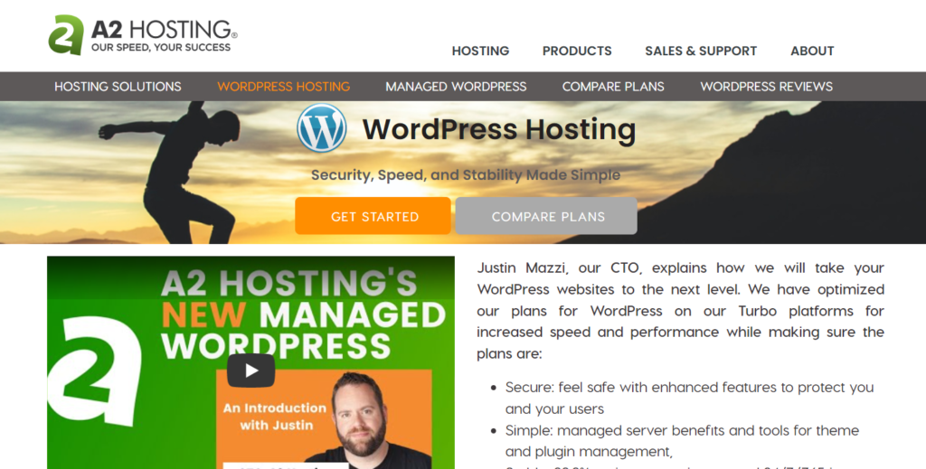 A2 Hosting homepage - Cheapest WordPress Hosting For Beginners List & Guide