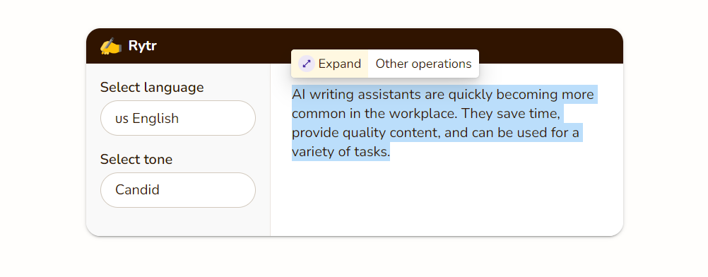 Rytr example of expanding a paragraph