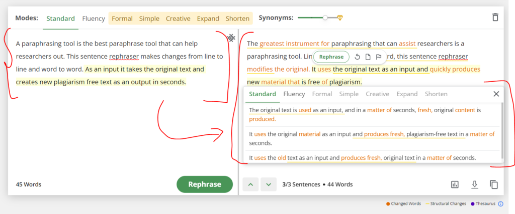 Testing Quillbot with a formal paragraph and advanced features