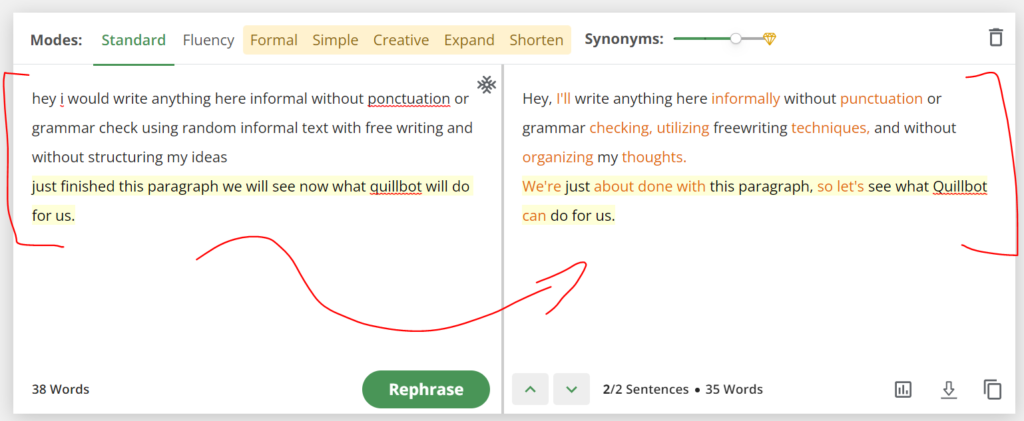Example 1 - Quillbot Standard Mode