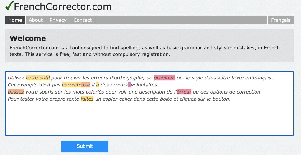 3. FrenchCorrector for Grammar errors