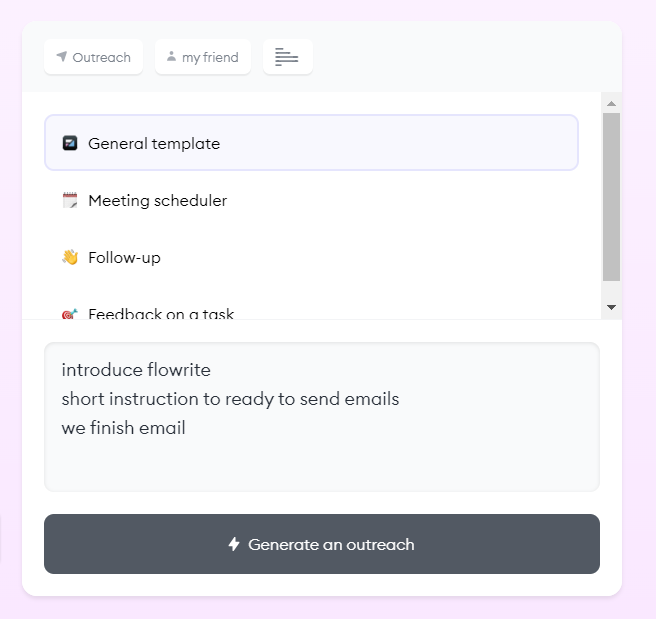 3. Flowrite - email generator that writes for you.