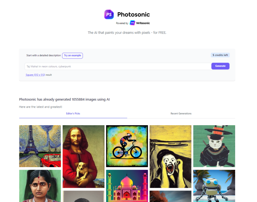 2. Photosonic Art Maker - hoempage