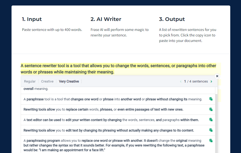 2. Frase Sentence Rewriter