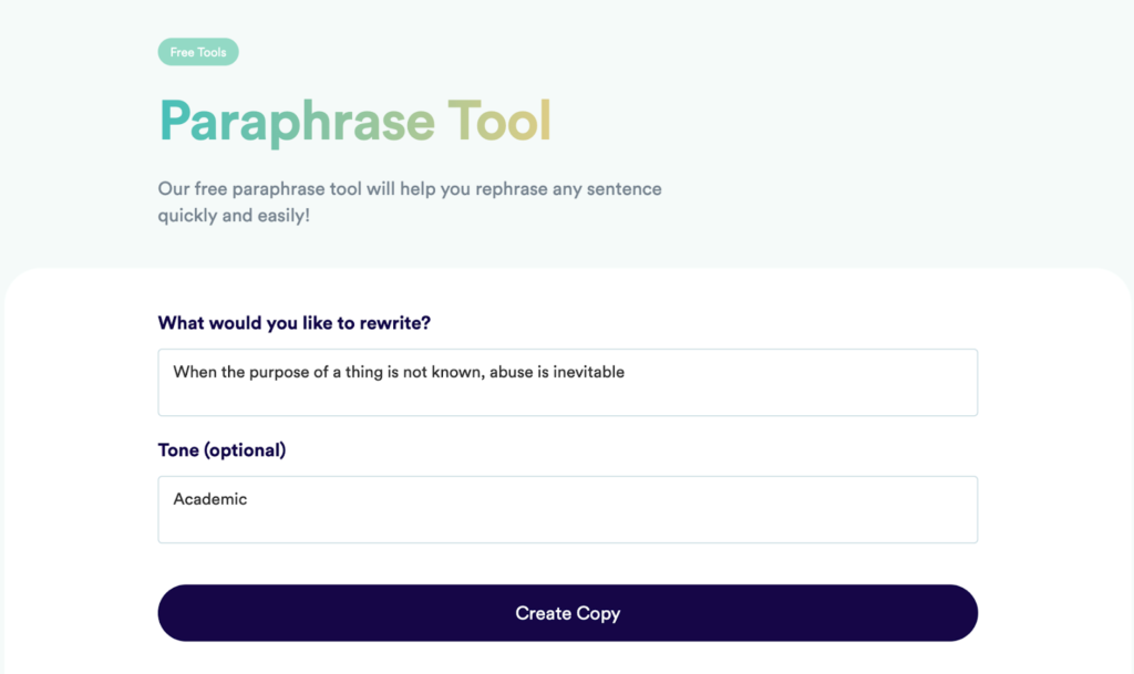 1. Copy.ai Paraphrase Tool