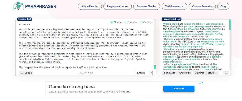 paraphraserio - Paraphrase Generator