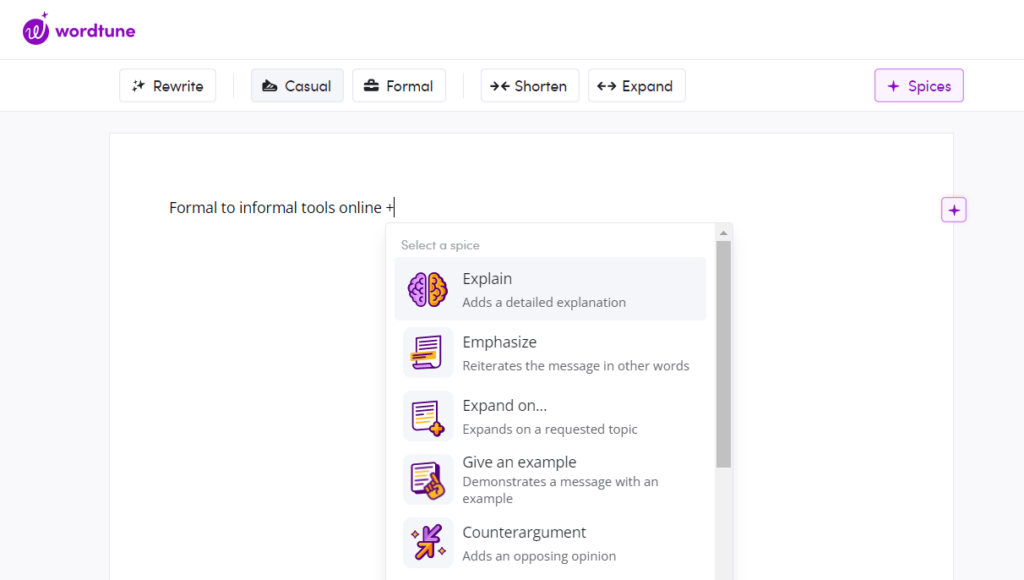 Wordtune text editor