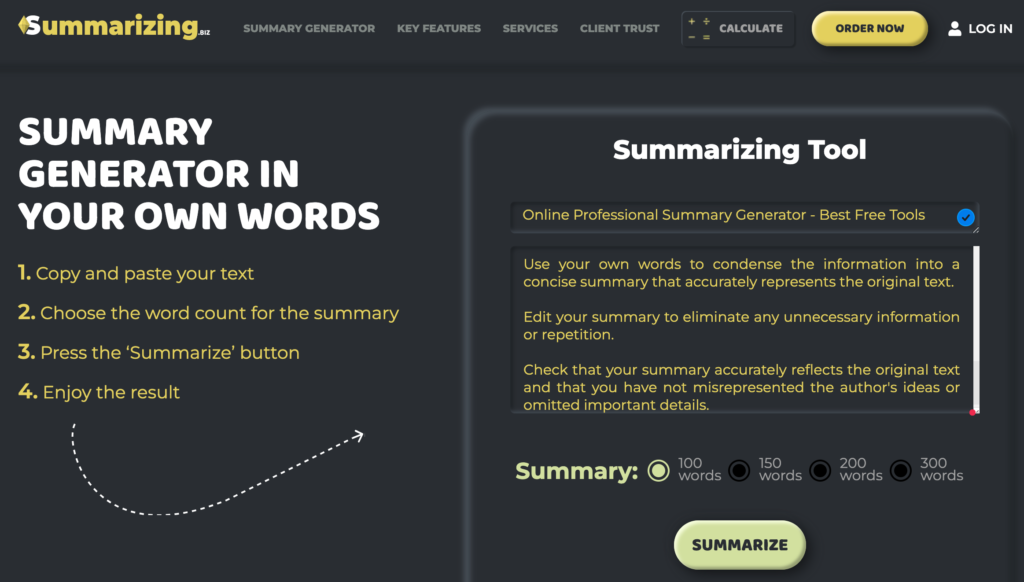 Summarizing.biz's easy to use tool
