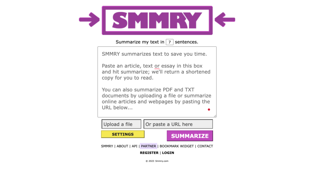 SMMRY's simple professional summary generator