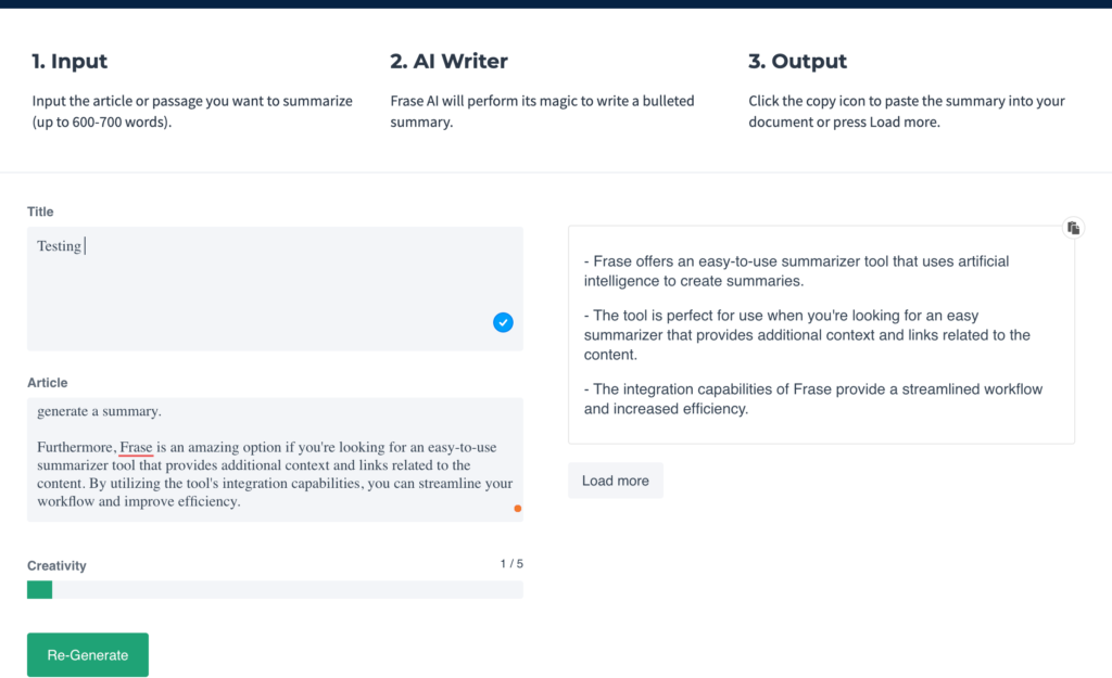 Frase AI professional summary generator 
