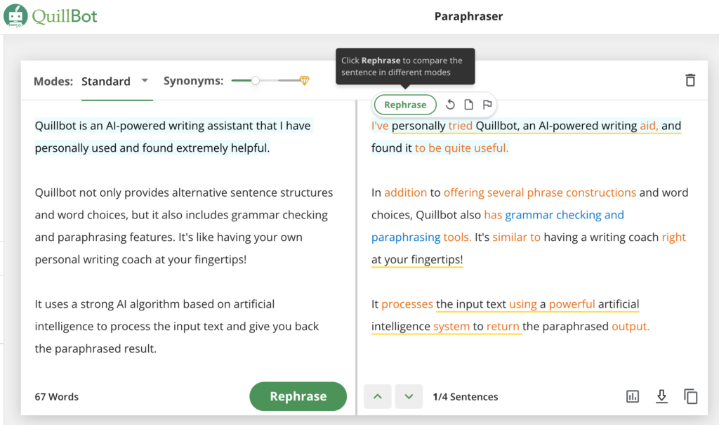 QuillBot's Paraphrasing Tool