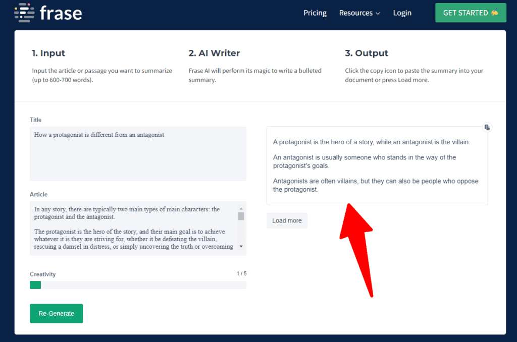 Frase tool: advanced essay shortener - screenshot