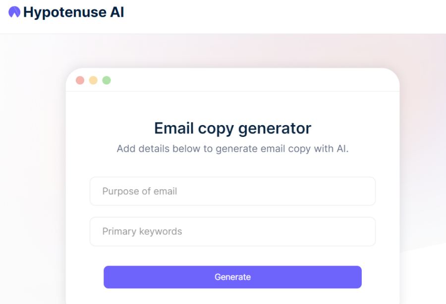 Hypotenuse Ai - Email Copy Generator