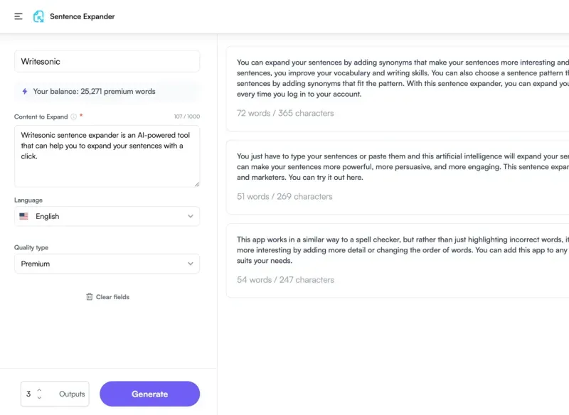 2. Writesonic AI expander