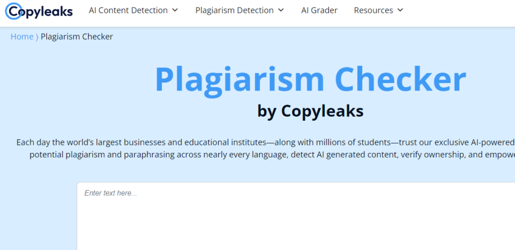 6. Copyleaks AI content detector & plagiarism checker