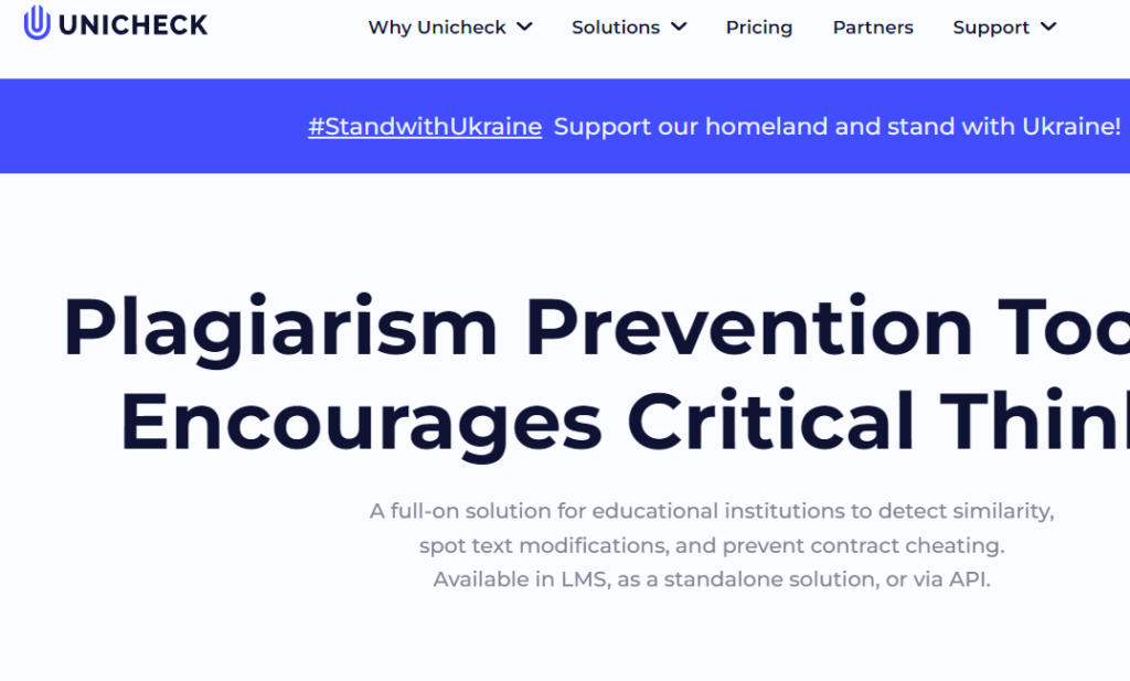 2. Unicheck plagiarism prevention tool