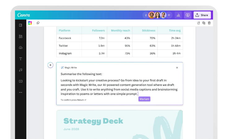 3. Canva's Magic Write Formal Generator