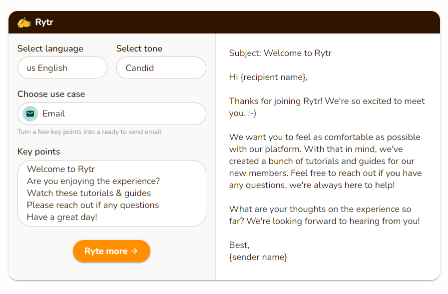 How to generate emails using Rytr