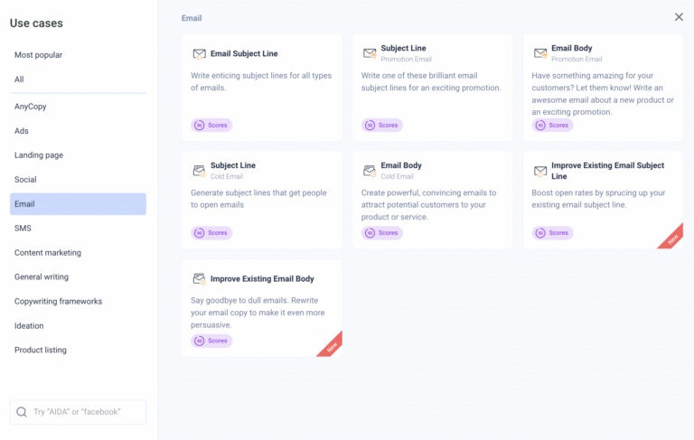 2. Anyword's Email Copy Generator