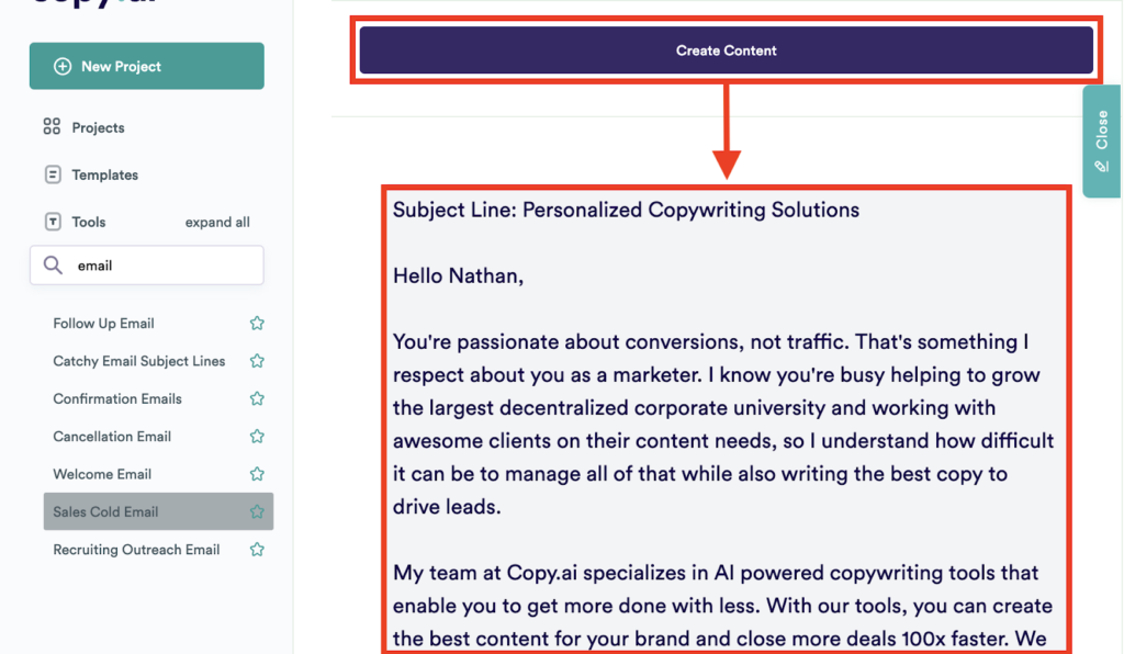 3. CopyAi for Email Marketers
