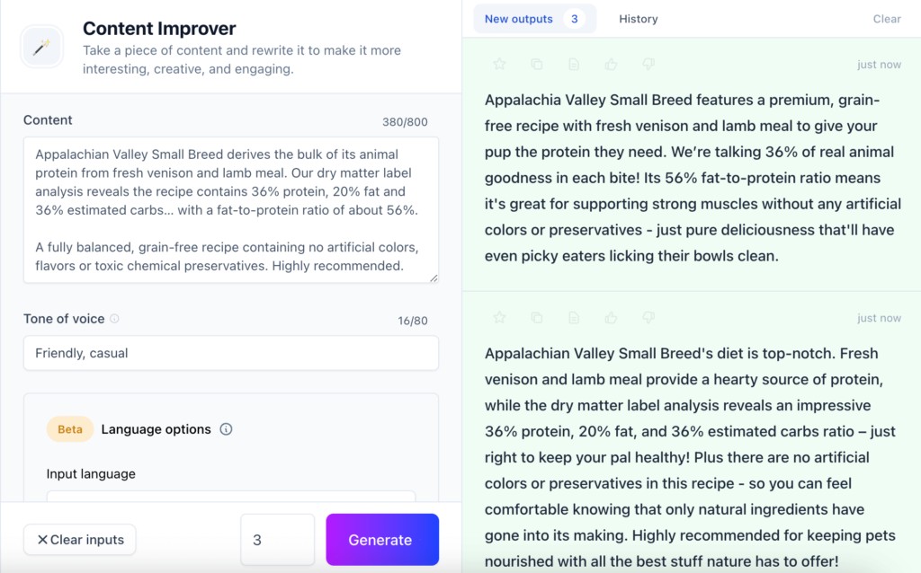 Jasper AI's Easy-to-Use combine sentences generator
