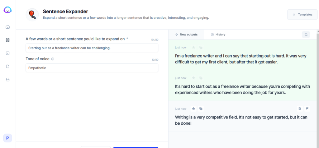 3. Jasper's AI sentence expander
