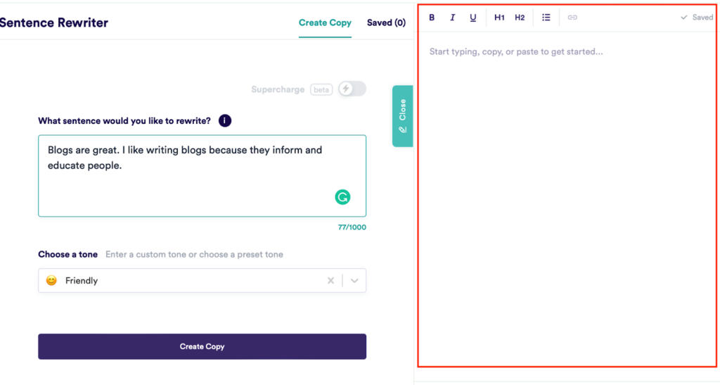 2. Copy.ai's AI Text Writer & Reviser