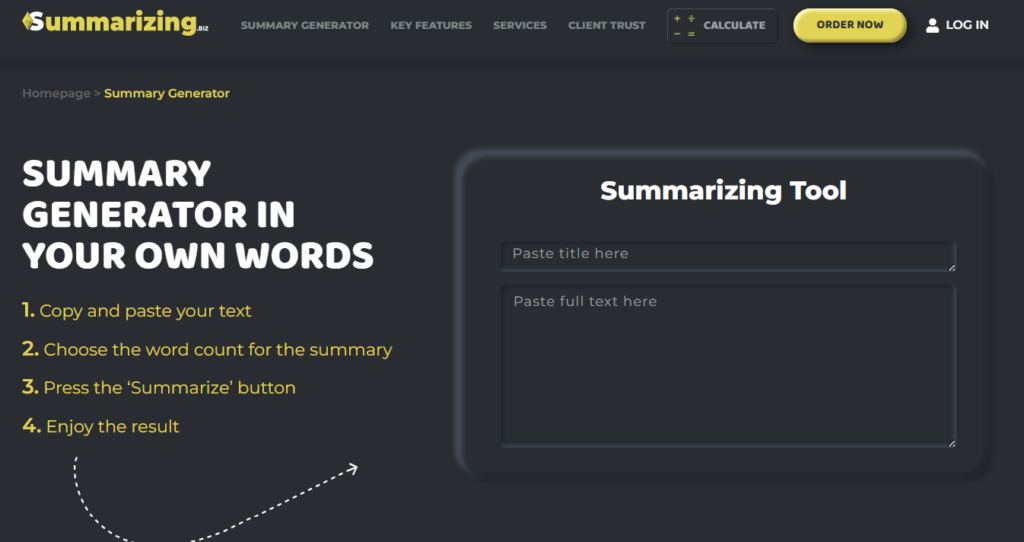 5. Summarizing.biz's Easy-to-Use Tool