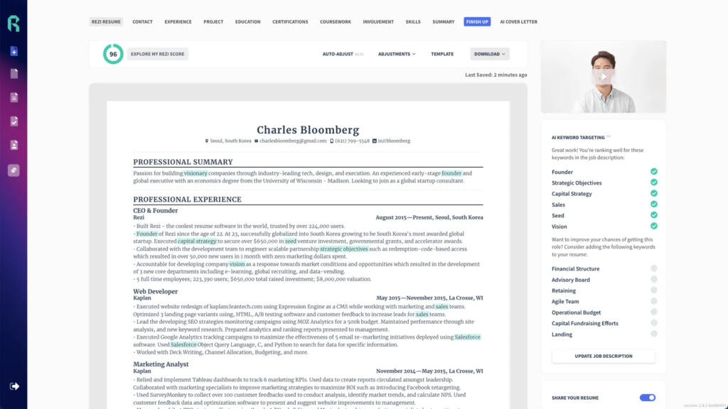 1. Rezi AI - Resume Writing and Editing