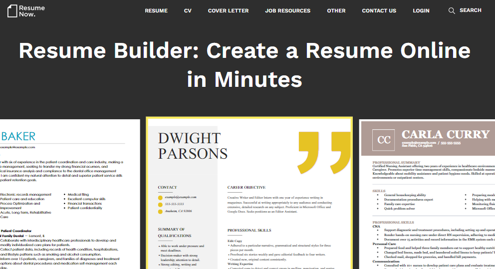 5. Resume Now's Resume Builder