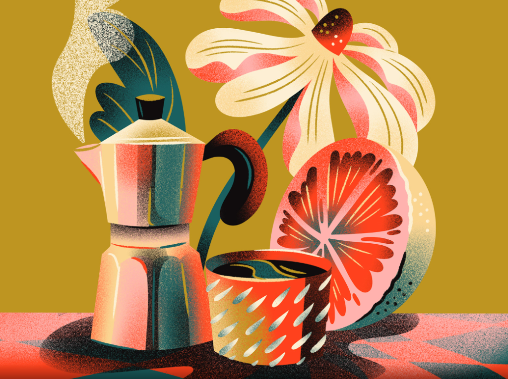 Limited Palette Illustrations Project ExampleProject Gallery - Junk Food VicesArtist - Jordan Kay