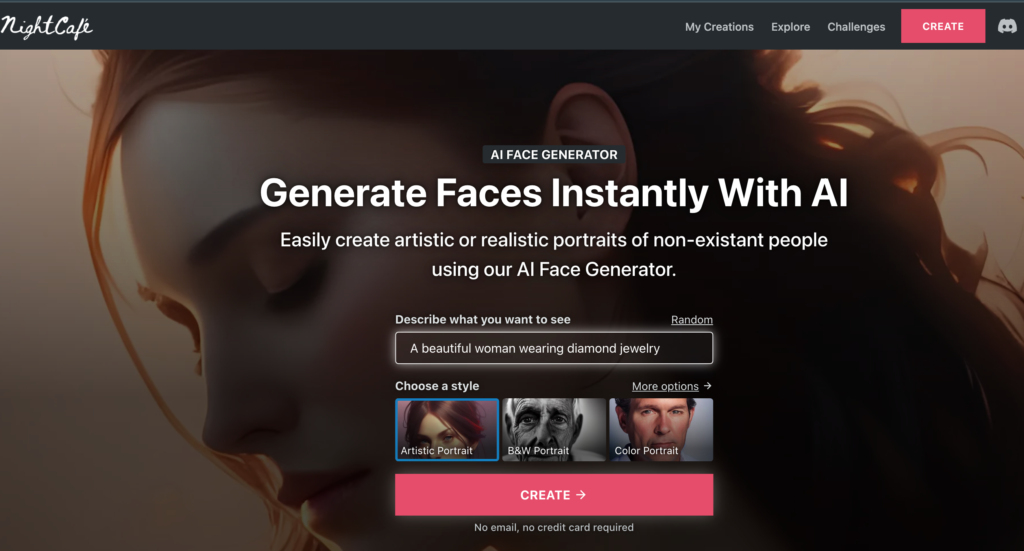 AI portrait generator: NightCafe