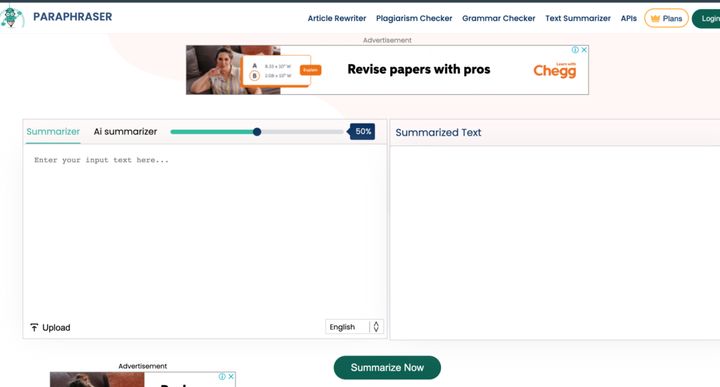 4. Text Summarizer by Paraphraser.io