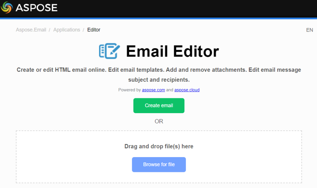 4. Aspose's Email Editor (overview)