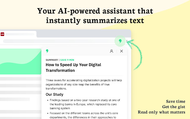 3. Summari - tool for article summarizing: ai assistant that instantly summarizes text using a chrome extension button