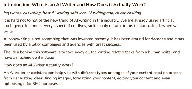 Rytr: the text answer result after clicking the Paragraph feature. 