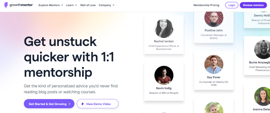 2. GrowthMentor - startup 1:1 mentorship platform: homepage