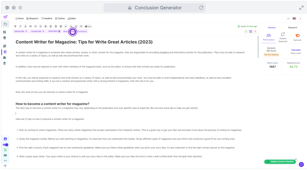 LongShotAI for perfect conclusions