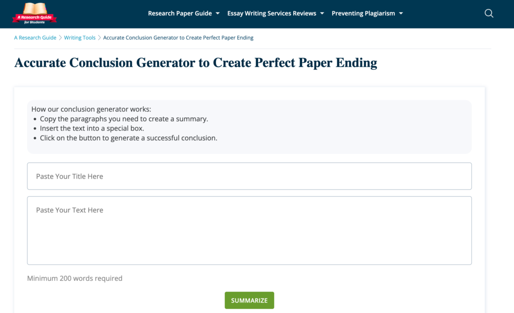 A research guide: for paper endings