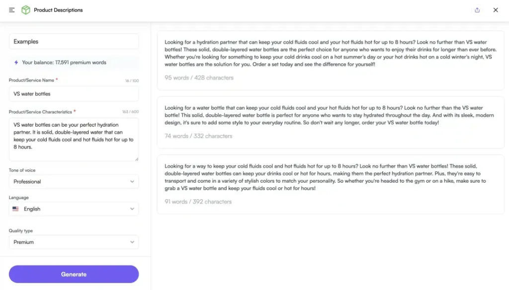 Write your product descriptions using Writesonic