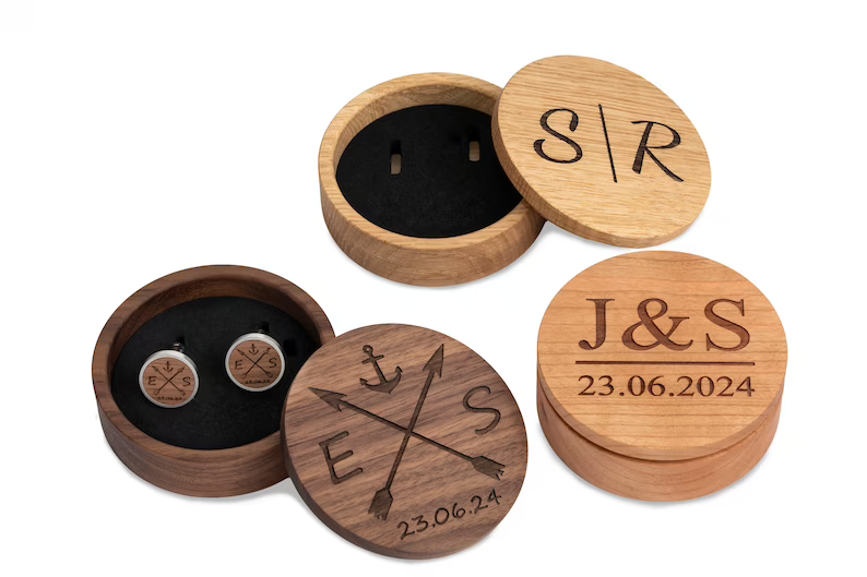 Wooden cufflinks personalized