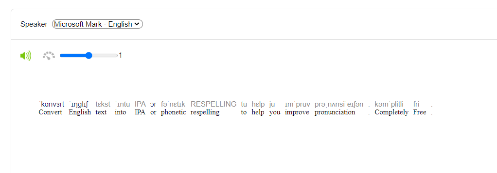 GlotDojo example of phonetic transcription sentence