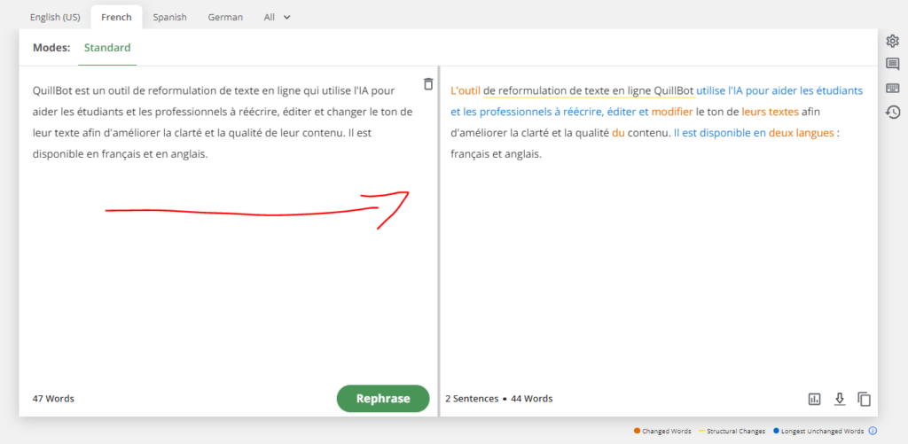 QuillBot AI reformulateur de texte