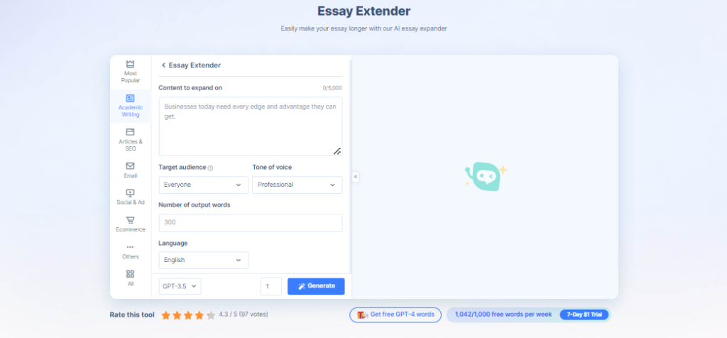 HIX.AI Essay Writer Expander screenshot